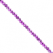Abalorios faceteados disco 3x2mm Púrpura-revestimiento pearl shine