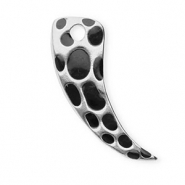 Colgantes Acero Inox cuerno con estampado leopardo Plateado-negro