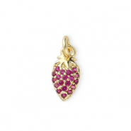 Metal TQ lat&oacute;n colgante fresa con strass Dorado-rosa