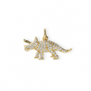 Metal TQ lat&oacute;n colgante dinosaurio con strass Dorado-transparente