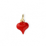 Metal TQ lat&oacute;n colgante coraz&oacute;n Dorado-rojo
