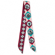 Bandana Pa&ntilde;uelo con perros Rojo burdeos-rosa claro-azul turquesa