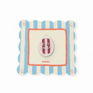 BY31® Colgantes de latón Eco-brass con esmalte óvalo Ciao bella"" Plateado-rosa claro-rojo