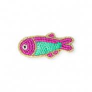 Broches pez Dorado-púrpura magenta-verde océano