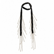 Choker de organza con cuentas de vidrio Negro-dorado