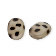 Abalorios acrílico óvalo con estampado leopardo Beige-marrón oscuro