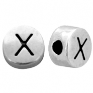 Abalorios letras met&aacute;licos DQ X Plata vieja (sin n&iacute;quel)