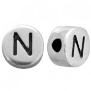 Abalorios letras met&aacute;licos DQ N Plata vieja (sin n&iacute;quel)