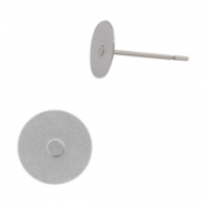 Pendientes base de acero inox para cabuch&oacute;n 12mm Plateado