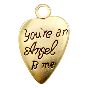 Colgantes met&aacute;licos TQ coraz&oacute;n "You're an Angel to me" oro (sin n&iacute;quel)