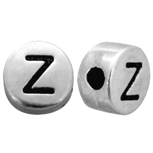 Abalorios letras met&aacute;licos Z plata vieja