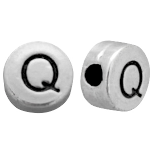 Abalorios letras met&aacute;licos Q plata vieja