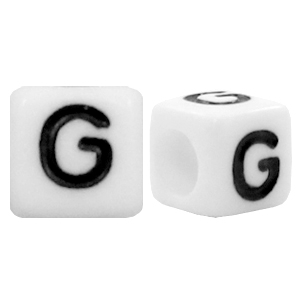 Abalorios alfabeto acr&iacute;lico letra G blanco
