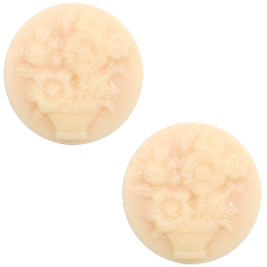 Cabuch&oacute;n b&aacute;sico camafeo 20mm ramo floral durazno claro-beige