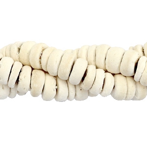Abalorios de coco disco 8mm blanco (color natural del coco)