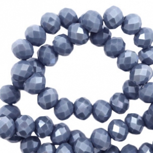 Abalorios faceteados 6x4 mm azul denim claro- cubierta pearl shine