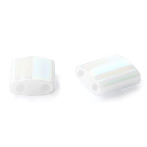 Abalorios Miyuki Tila 5x5mm White pearl AB TL-471