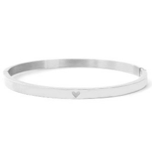 Pulseras Acero Inox con coraz&oacute;n Plateado