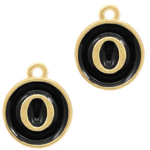 Colgantes met&aacute;licos Basic Quality letra O oro-negro (sin n&iacute;quel)