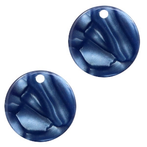 Colgantes de resina redondo 12mm azul oscuro