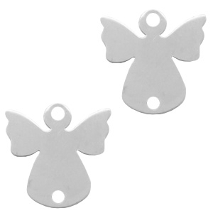 Colgante/entrepieza de acero inox &aacute;ngel plata