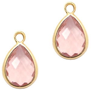 Colgantes de cristal gota 11x7mm rosa vintage cristal-dorado