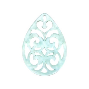 Colgantes de resina gota barok 38x27mm Aqua blanqueado