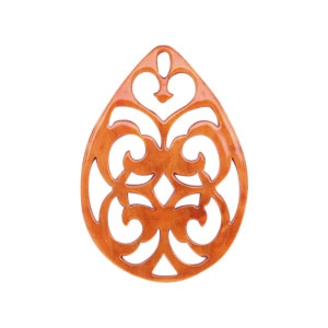 Colgantes de resina gota barok 38x27mm Naranja flama