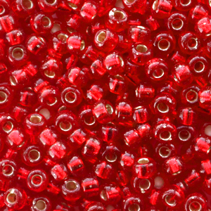 Miyuki Rocalla 8/0 Silverlined flame red 8-10