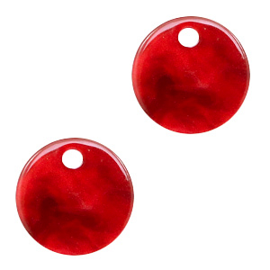 Colgantes de resina redondo 12mm Rojo cereza