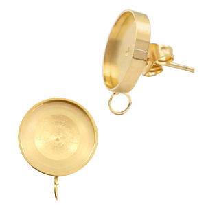 Pendientes base Polaris acero inox (con anilla vertical) y engaste para cabuch&oacute;n 7mm/Swarovski SS34 Dorado
