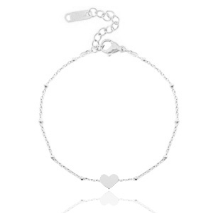Pulseras Acero Inox con jasseron y coraz&oacute;n &hearts; Plateado