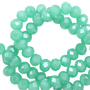 Abalorios faceteados 4x3 mm disco Verde esmeralda claro-cubierta pearl shine
