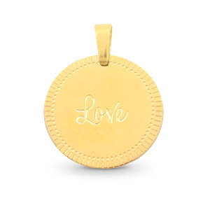 Colgantes Acero Inox 15mm "love" Mix&Match Dorado