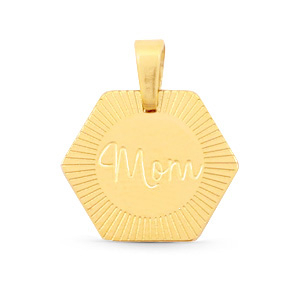 Colgantes Acero Inox hex&aacute;gon "mom" Mix&Match Oro