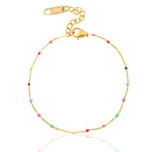 Pulseras acero inox arco iris Dorado