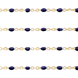 Fornituras Acero Inox cadena jasseron 1mm Azul oscuro-dorado