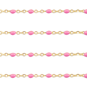 Fornituras Acero Inox cadena jasseron 1mm Rosa-dorado