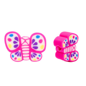 Abalorios pol&iacute;mero mariposa Rosa