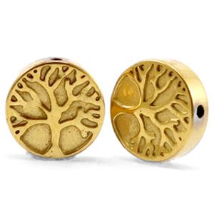 Abalorios hematita &aacute;rbol de la vida 10mm Dorado