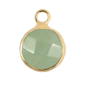 Colgantes de piedras naturales 16mm Verde claro-dorado