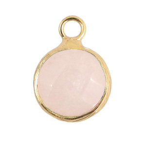 Colgantes de piedras naturales 10mm Rosa fr&iacute;o-dorado