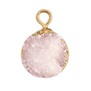 Colgantes de piedras naturales 10mm Rosa fr&iacute;o-dorado