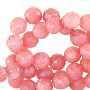 Piedras naturales Cuarzo faceteadas 8mm Rojo coral vivo-cubierta opal AB