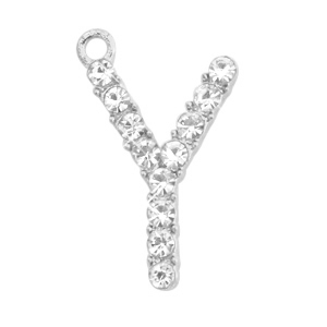Colgantes met&aacute;licos Basic Quality strass letra Y Plata vieja