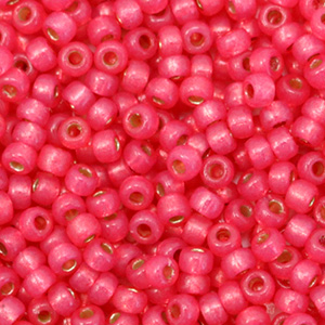 Rocalla Miyuki 8/0 Duracoat silverlined dyed flamingo pink 8-4239