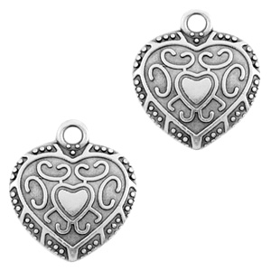 Colgantes met&aacute;licos DQ coraz&oacute;n Plata vieja (sin n&iacute;quel)