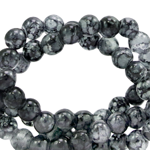 Abalorios de cristal 4 mm moteados Gris oscuro