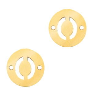 Colgantes acero inox entrepieza redondo 10mm moneda letra  O Dorado