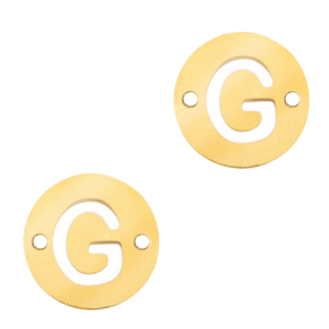 Colgantes acero inox entrepieza 10mm moneda letra G Dorado